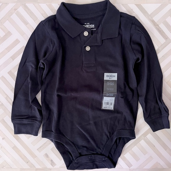 OshKosh B'gosh Other - OSHKOSH Navy Blue L/S Polo Bodysuit, 24mo - NEW